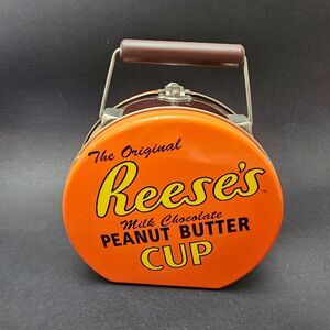 Vintage Round Reese's Peanut Butter Cup Tin with Handle, Mini Cups Around Sides
